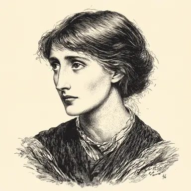 Engraved portrait of Virginia Woolf
